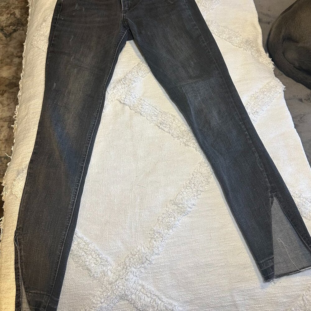 Express dark grey, stretch jeans with slit on ankle - size 6R